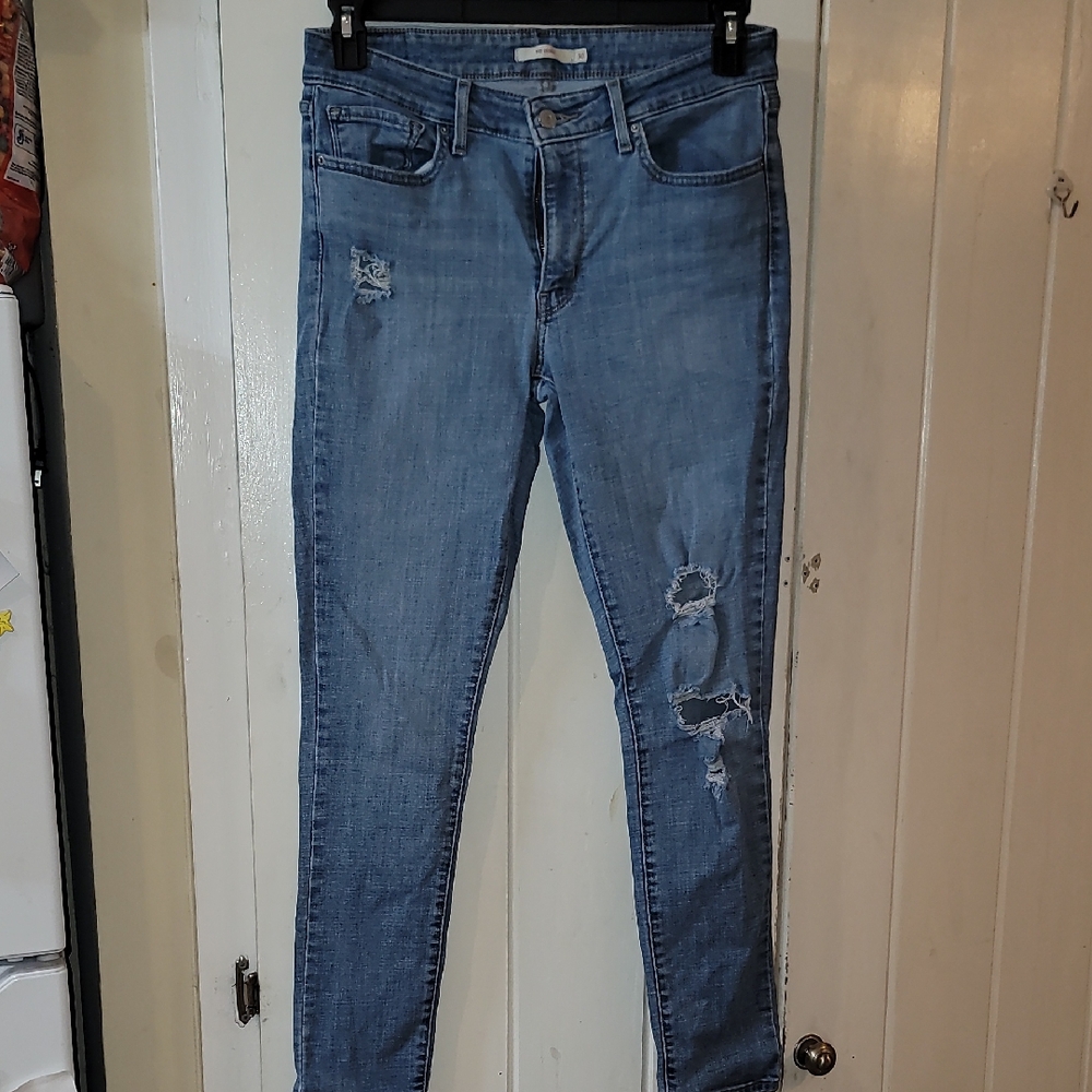 Women's Blue Distressed Jeans
